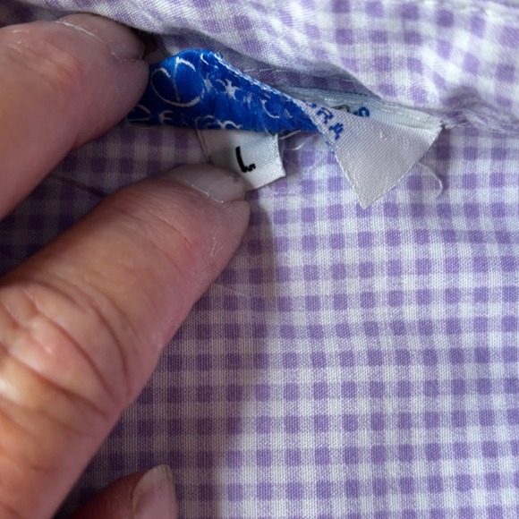 Womens Purple Gingham Button Down Shirt Hummingbird Flower Embroidery Rhinestone - Picture 11 of 16